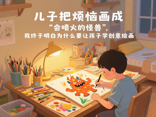 儿子把烦恼画成 "会喷火的怪兽"，我终于明白为什么要让孩子学创意绘画