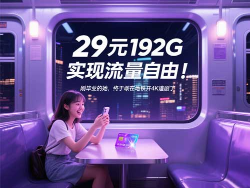 29元192G实现流量自由！刚毕业的她，终于敢在地铁开4K追剧了
